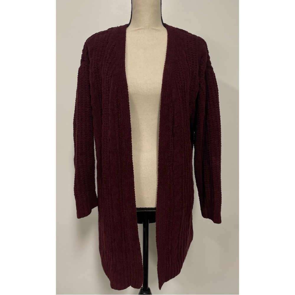 Love Tree Open Front Cardigan Sweater Burgundy Size L